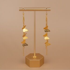 18kt Real Gold Plated Dangle Butterfly Earrings Metal Tassel Threader Earrings